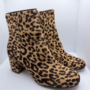 Gianvito Rossi Leopard Print Block Heel Ankle Boots - Tan & Black
